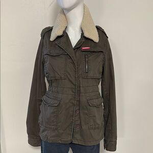 Superdry The Rookie Military Utility Jacket w Shearling Collar British Patches